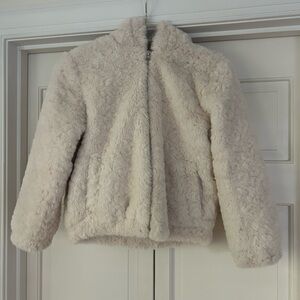 EUC Cozy Cream Faux Fur Girls Jacket